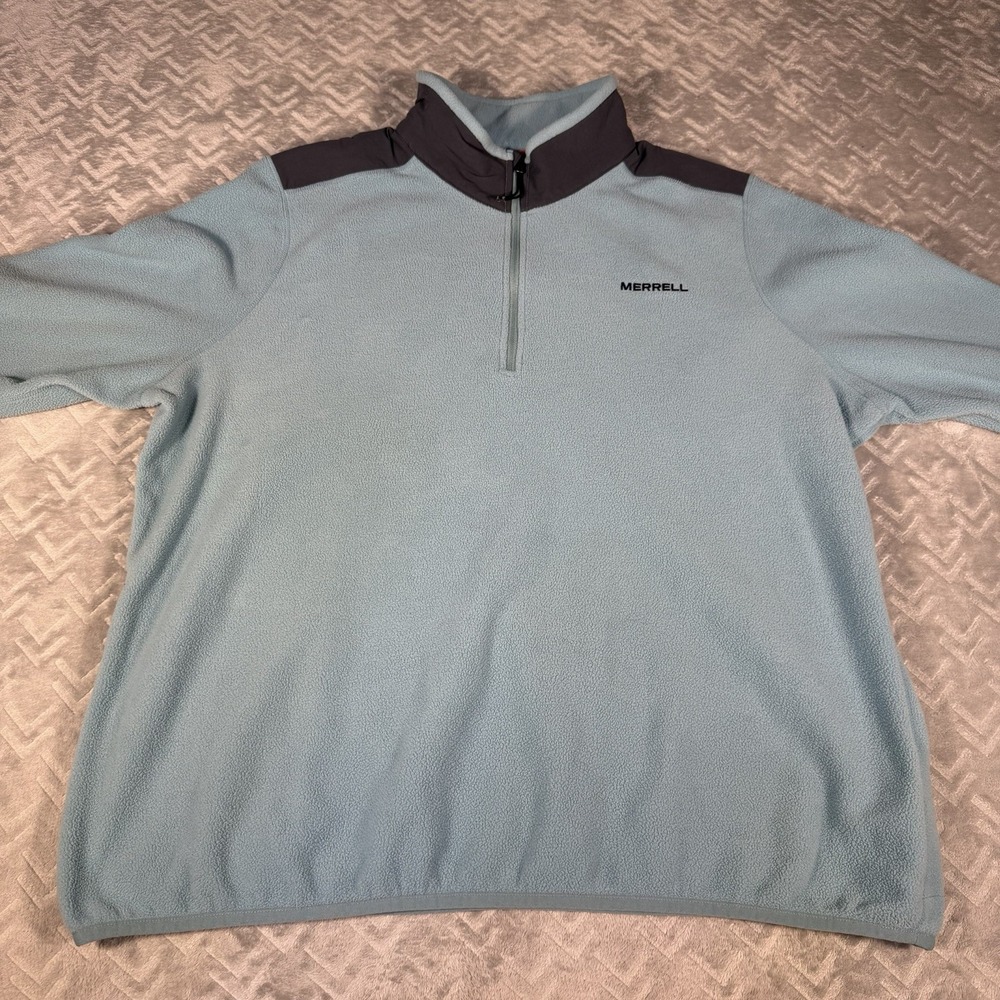 Merrell Jacket Women XXXL Light Blue Fleece Quarter Zip Pullover Plus Size 3XL